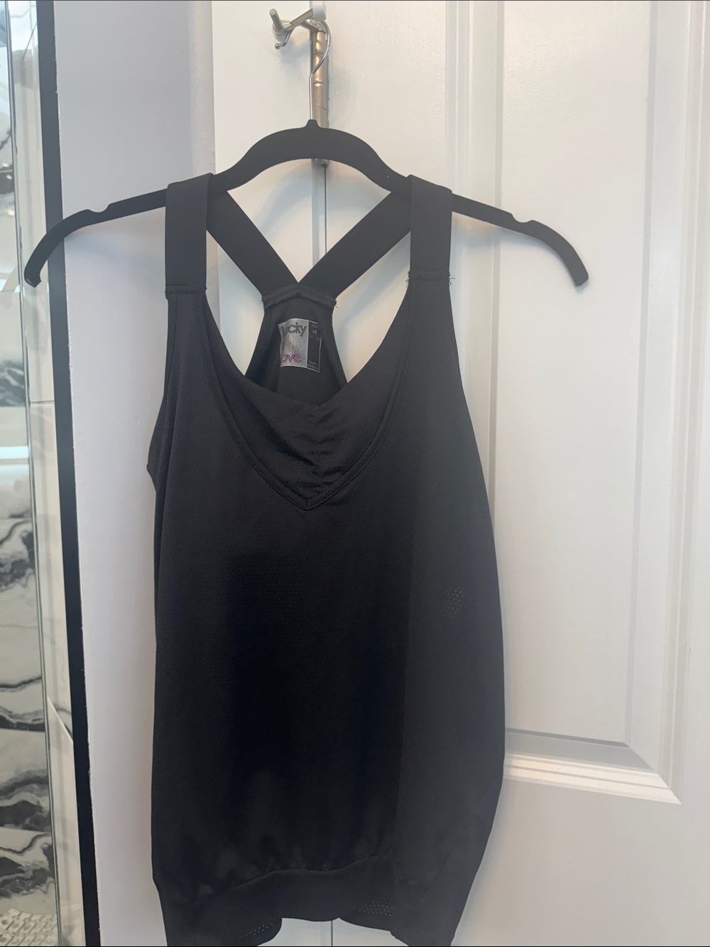 Lucky in Love Black Racerback Cross-Strap Tank
